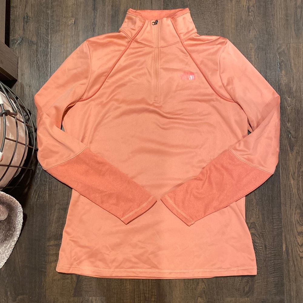 Coral north face sweatshirt